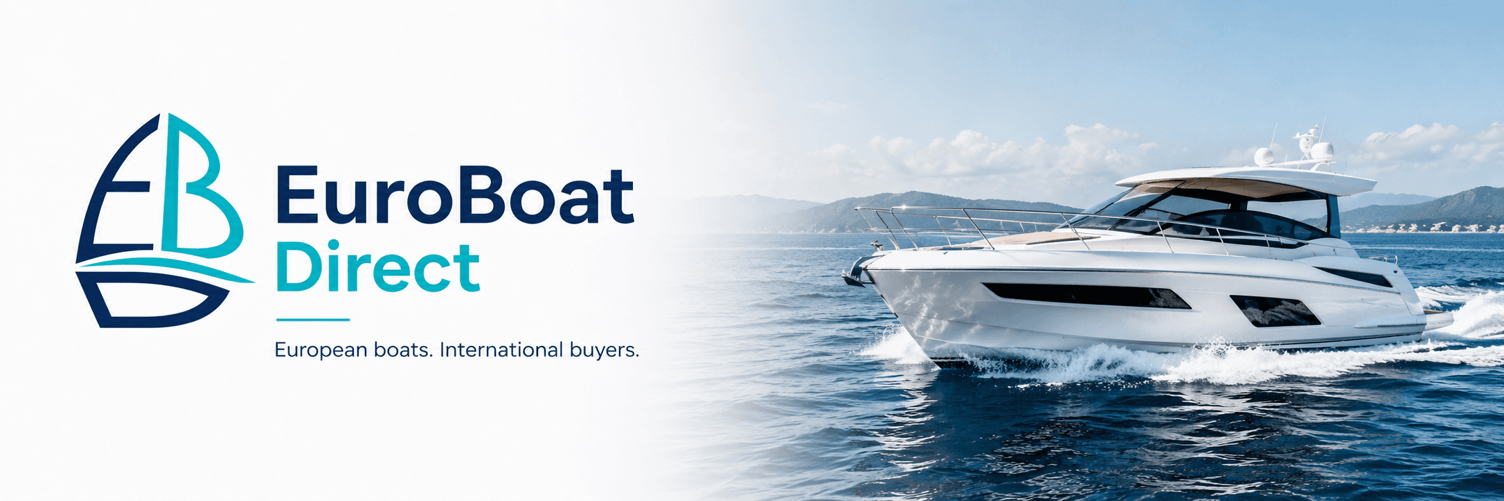 Contemporary motor yacht underway in European coastal waters